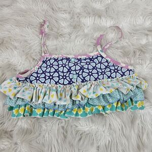 Wild Flowers Girls Size No. 14 Ruffle Printed Tiered Layered Bikini Top Only